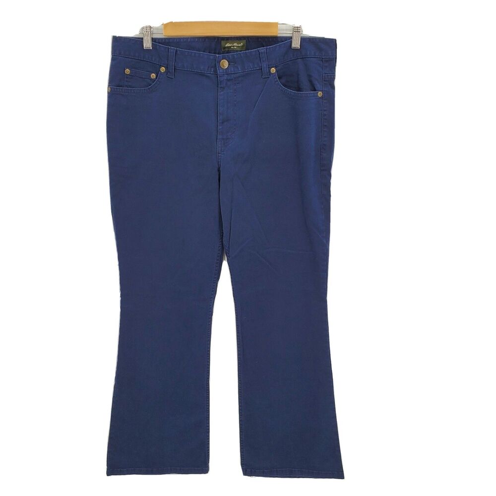 New Eddie Bauer Womens Classic Bootcut Stretch Twill Jeans Navy Size 14 Short